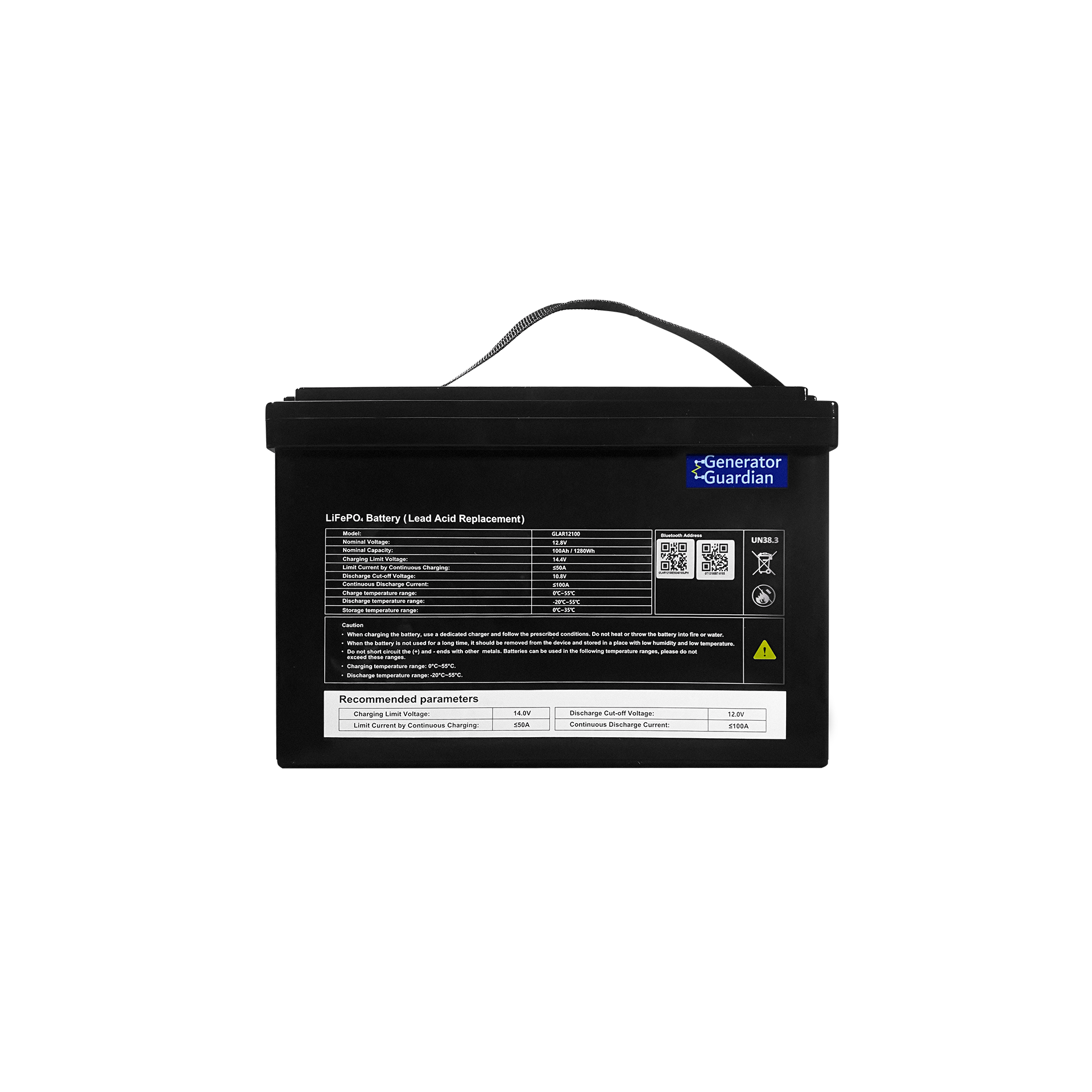 LiFePo4 акумулятор 12.8В 100А*год (1280 Вт*год) для UPS / ДБЖ, батарея LiFePo4 Generator Guardian 12.8V 100Ah